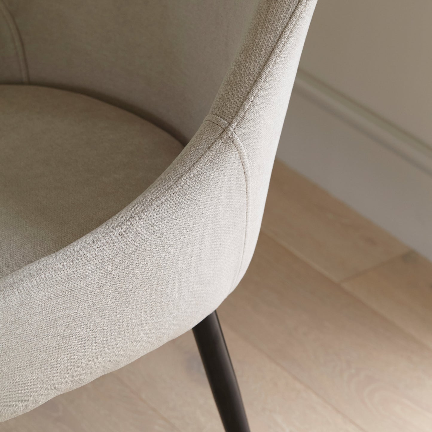 Maeve Soft Beige Dining Chairs - Set of 2 - Black Legs