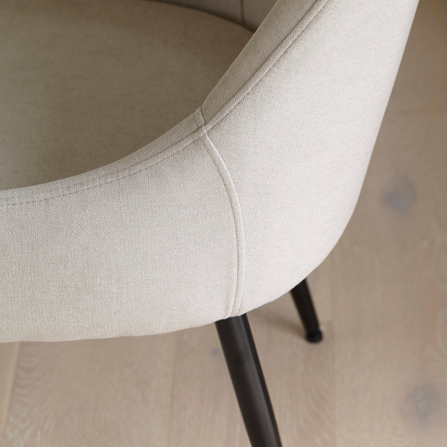 Maeve Soft Beige Dining Chairs - Set of 2 - Black Legs