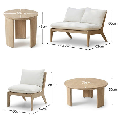 Mali 4 Seater Wooden Garden Sofa Set with Side Table and Coffee Table