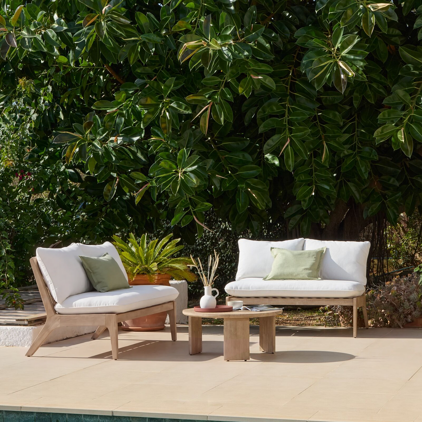 Mali 4 Seater Wooden Garden Sofa Set with Coffee Table