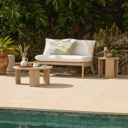 Mali Wooden Garden Side Table - Brushed Light Acacia - Laura James