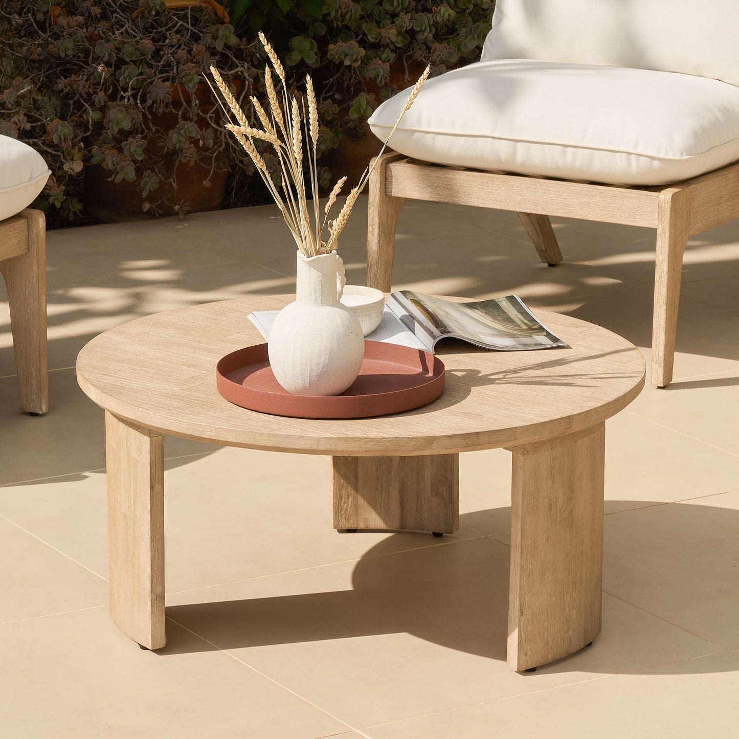 Mali Wooden Garden Coffee Table - Brushed Light Acacia - Laura James