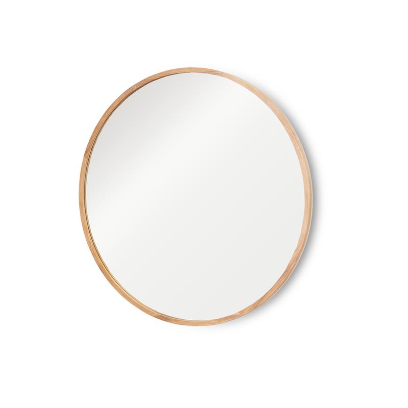 Marbury 100cm Round Wooden Mirror - Natural - Laura James 