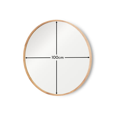 Marbury 100cm Round Wooden Mirror - Natural - Laura James 