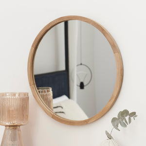 Marbury 50cm Round Wooden Mirror - Natural