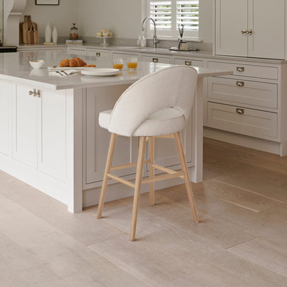 Marilyn Boucle Bar Stool  - Whitewash Oak Legs - Laura James 