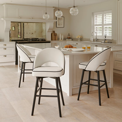 Marilyn Ivory Bar Stool - Black Oak Legs
