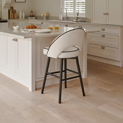Marilyn Ivory Bar Stool - Black Oak Legs