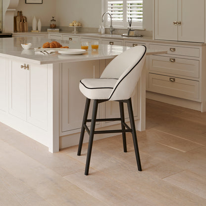 Marilyn Ivory Bar Stool - Black Oak Legs