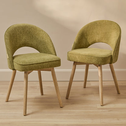 Marilyn Green Dining Chair - Set of 2 - Chalked Mango Wood Legs - Laura James 