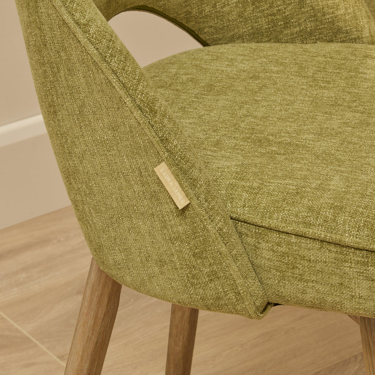 Marilyn Green Dining Chair - Set of 2 - Chalked Mango Wood Legs - Laura James 