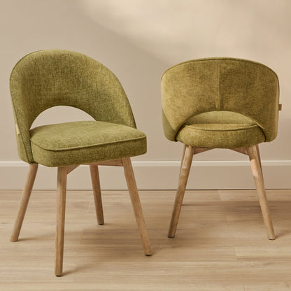 Marilyn Green Dining Chair - Set of 2 - Chalked Mango Wood Legs - Laura James 