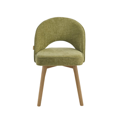 Marilyn Green Dining Chair - Set of 2 - Chalked Mango Wood Legs - Laura James 
