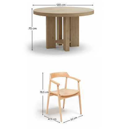 Marlon Whitewash Oak with Black Insert Oval Dining Table Set - 4 Seater - Carter Whitewash Oak Dining Armchairs - Laura James 