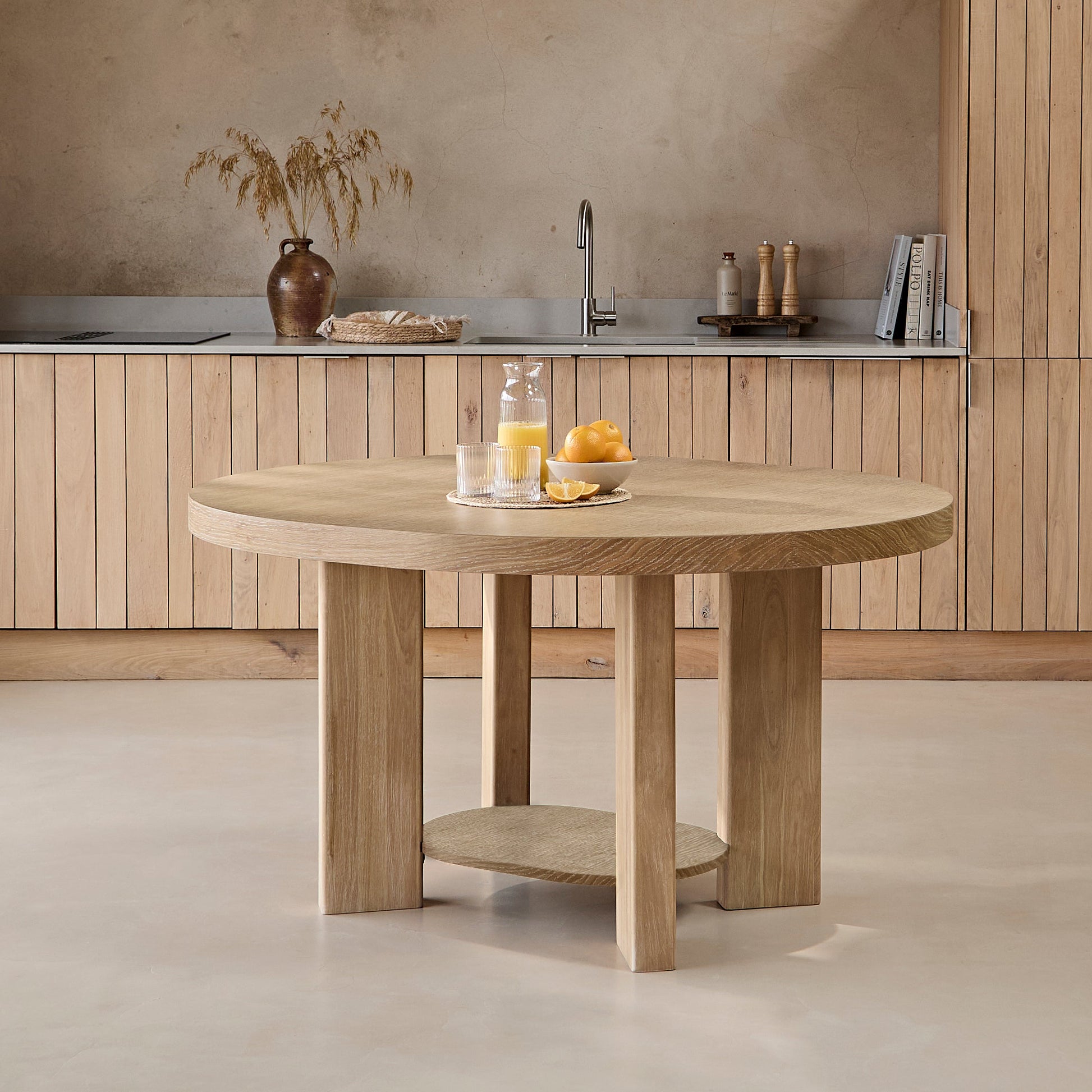 Marlon Whitewash Oak Oval Dining Table - Laura James 