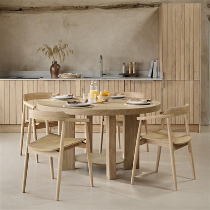 Marlon Whitewash Oak Oval Dining Table Set - 4 Seater - Carter Whitewash Oak Dining Armchairs - Laura James