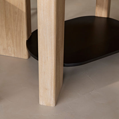 Marlon Whitewash Oak with Black Insert Oval Dining Table Set - 4 Seater - Carter Whitewash Oak Dining Armchairs - Laura James 