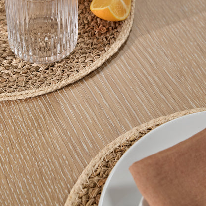 Marlon Whitewash Oak with Black Insert Oval Dining Table - Laura James 