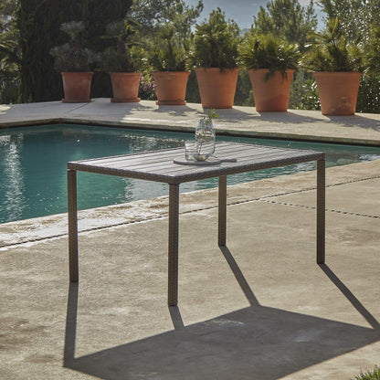 Marston 4 Seater Rattan Outdoor Dining Set - Rattan Garden Furniture - Grey - Polywood Top - Laura James