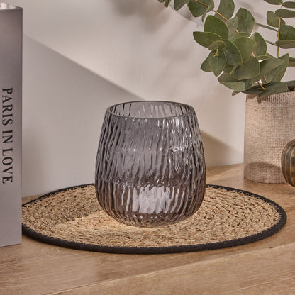 Matera 13cm Glass Candleholder - Smoke Grey - Laura James