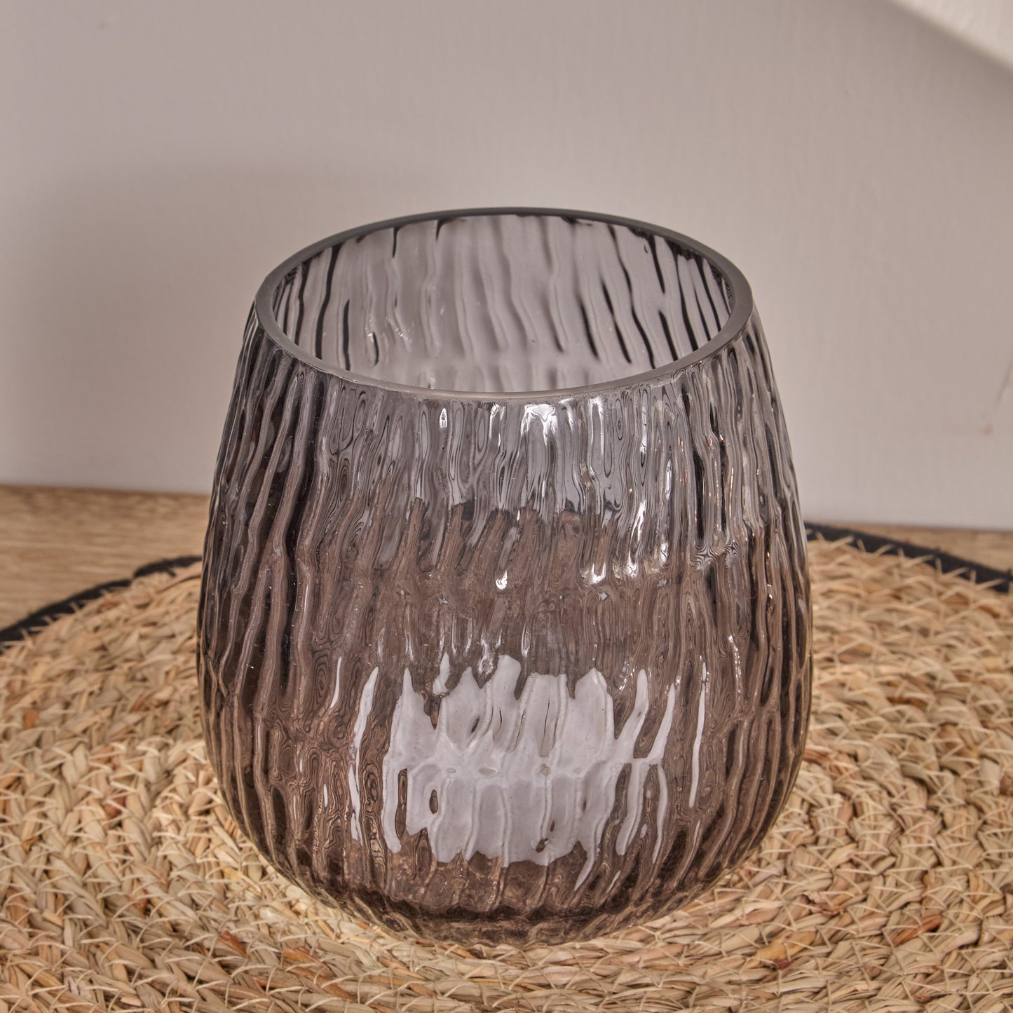 Matera 13cm Glass Candleholder - Smoke Grey - Laura James