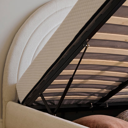 Mimi Double Ottoman Bed - Chalk White Boucle -Laura James 