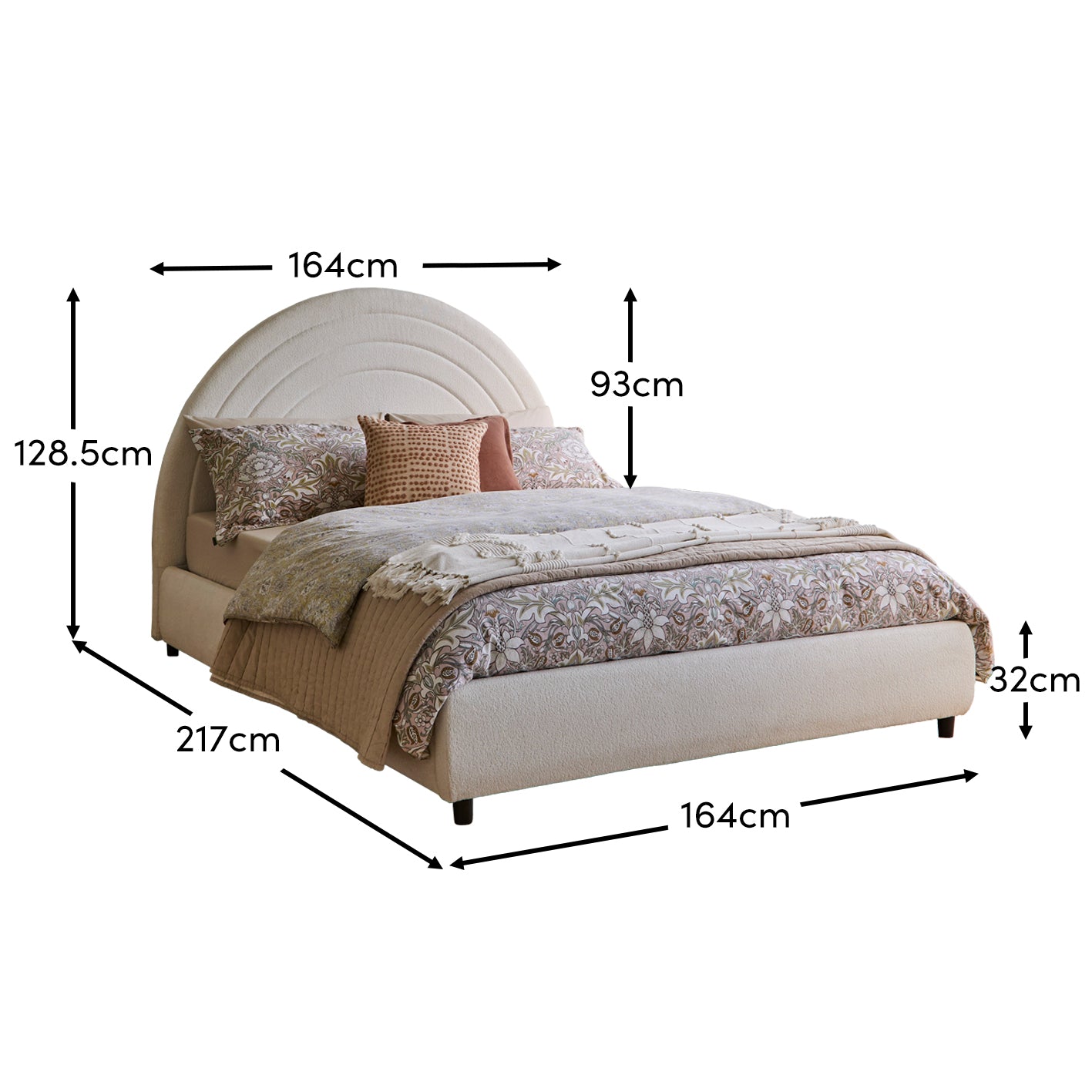 Mimi King Size Ottoman Bed - Chalk White Boucle - Laura James 