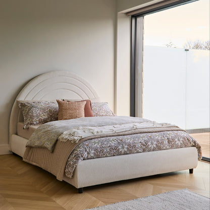 Mimi Double Ottoman Bed - Chalk White Boucle -Laura James 