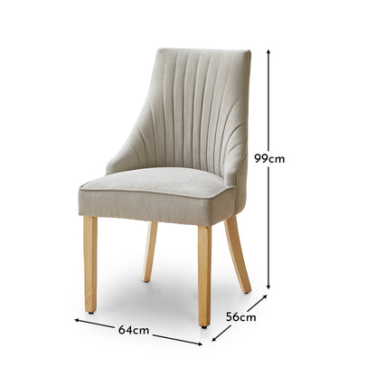 Nadine Dining Chairs - Set Of 2 - Soft Beige with Whitewash legs - Laura James