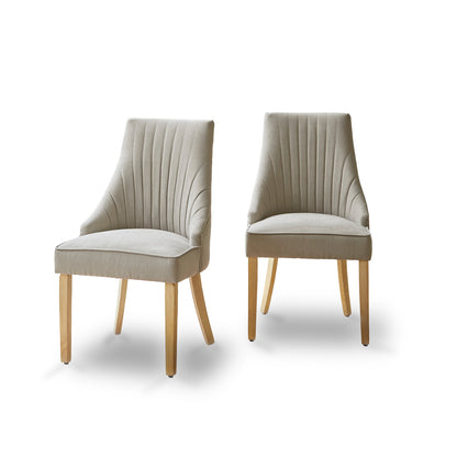 Nadine Dining Chairs - Set Of 2 - Soft Beige with Whitewash legs - Laura James