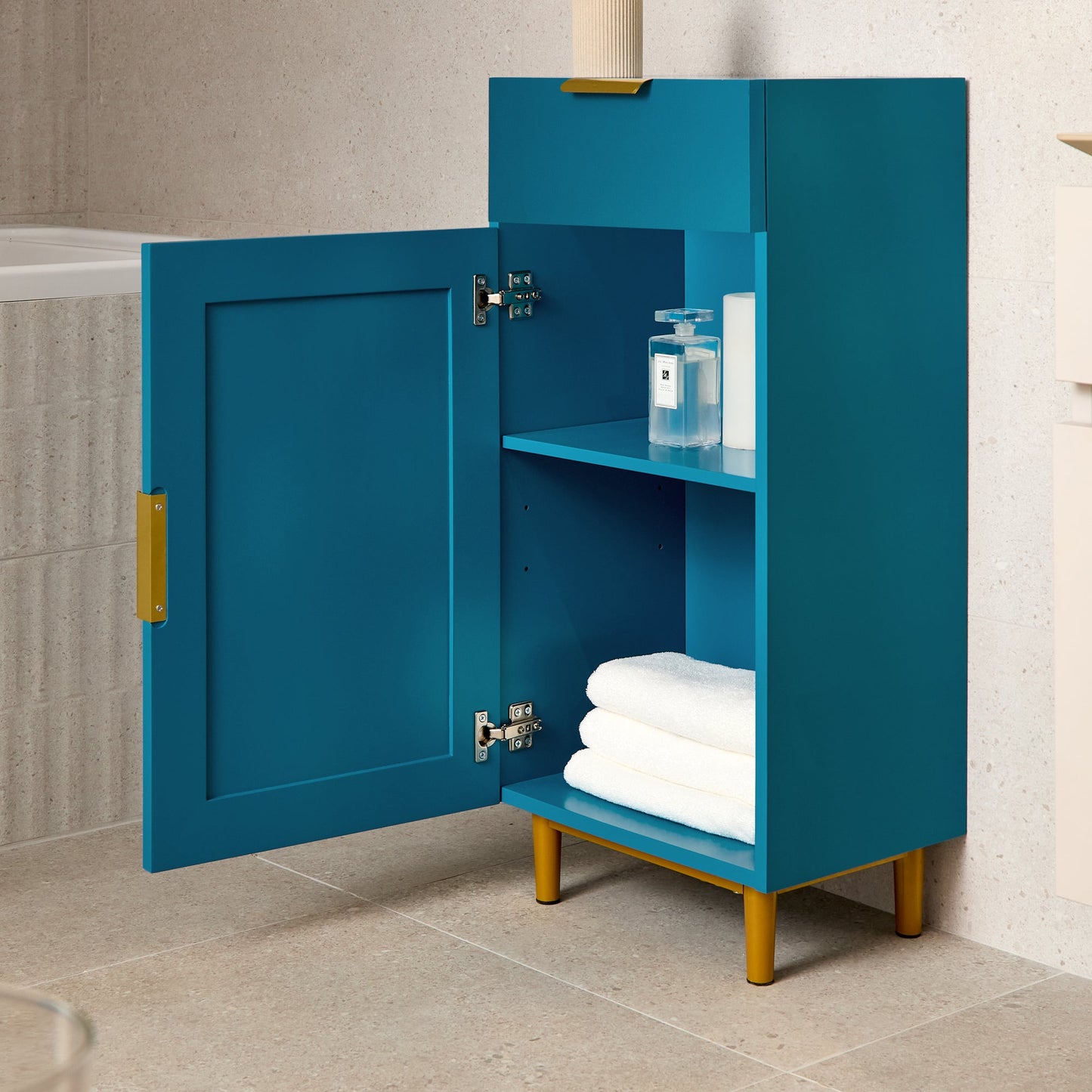 Nami 40cm 1 Door 1 Drawer Storage Cabinet - Teal Blue - Laura James