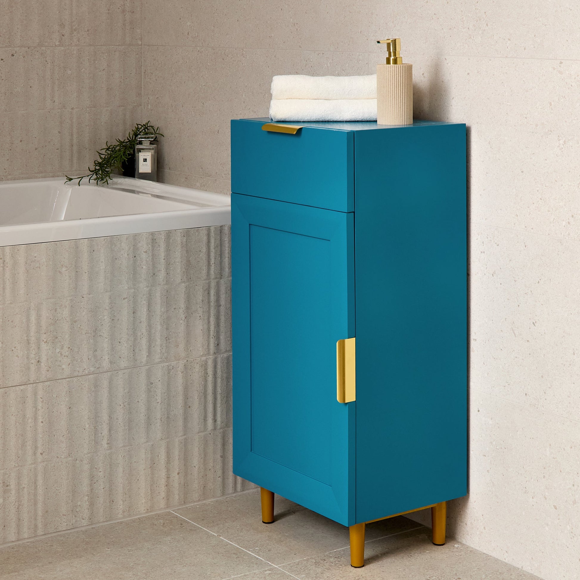 Nami 40cm 1 Door 1 Drawer Storage Cabinet - Teal Blue - Laura James