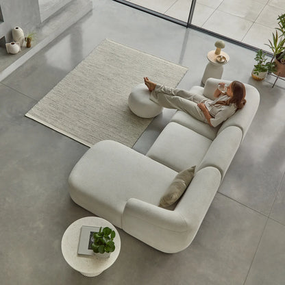 Nathalia Right Chaise Corner Sofa - Chalk White Boucle