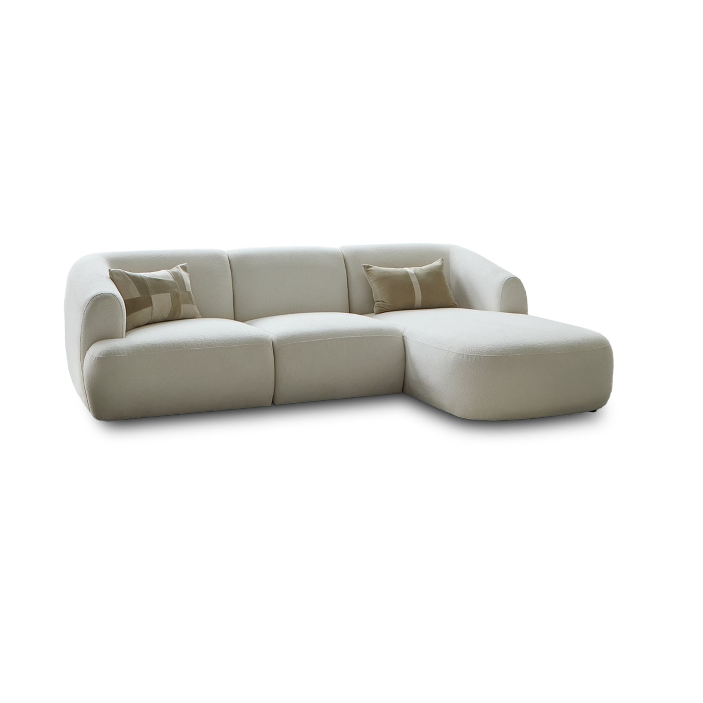 Nathalia Chaise Corner Sofa - Chalk White Boucle - Laura James 
