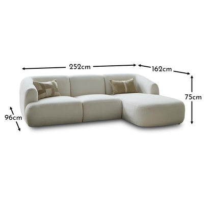 Nathalia Chaise Corner Sofa - Chalk White Boucle - Laura James 
