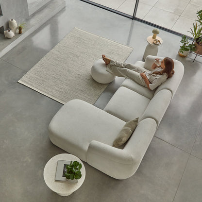 Nathalia Chaise Corner Sofa - Chalk White Boucle - Laura James 