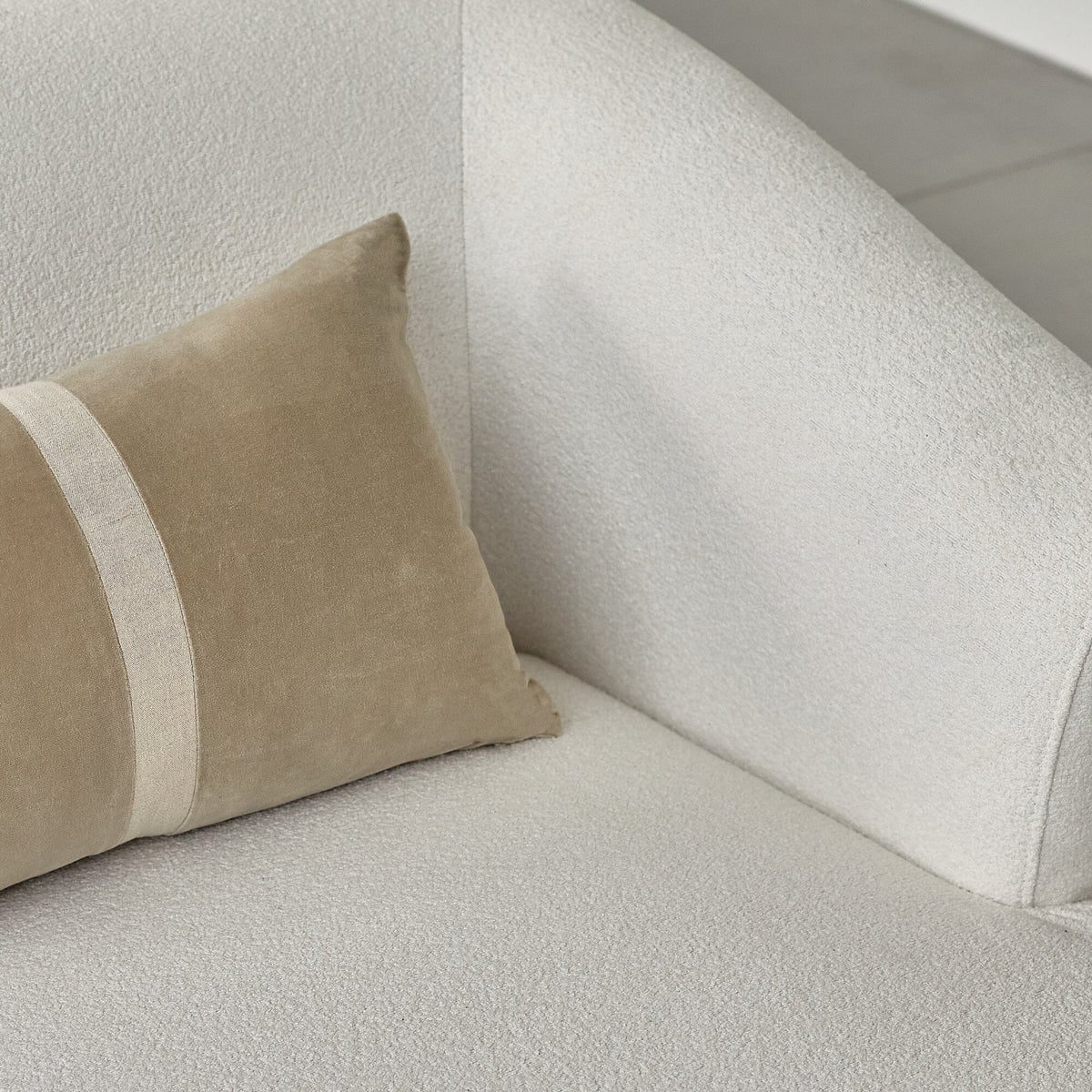 Nathalia Chaise Corner Sofa - Chalk White Boucle - Laura James 