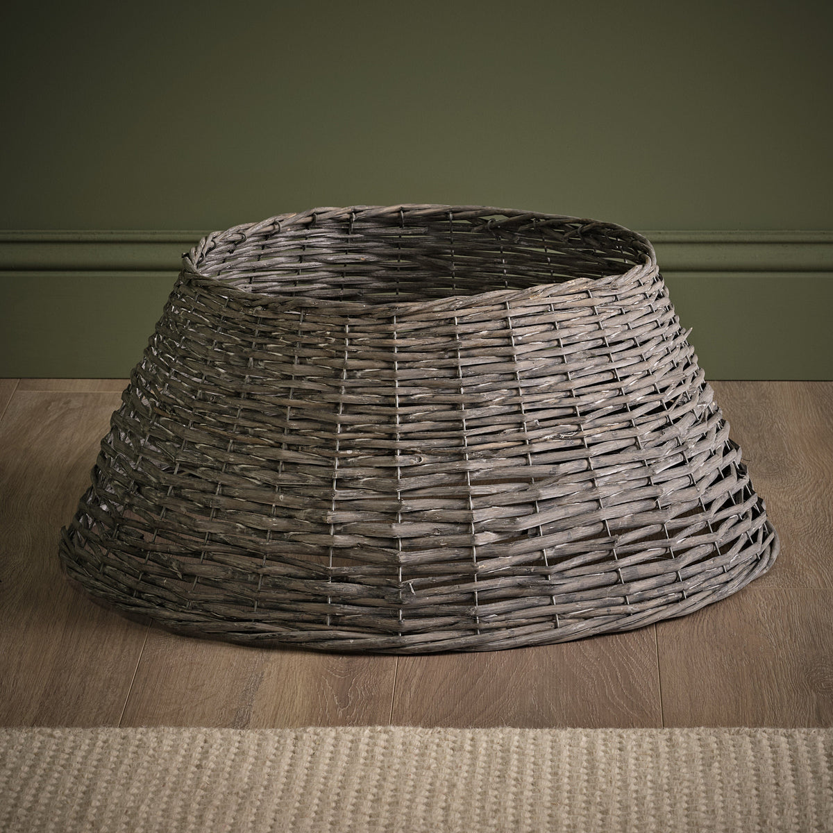 Norrland 57cm Tree Skirt - Grey Wash Rattan - Laura James 