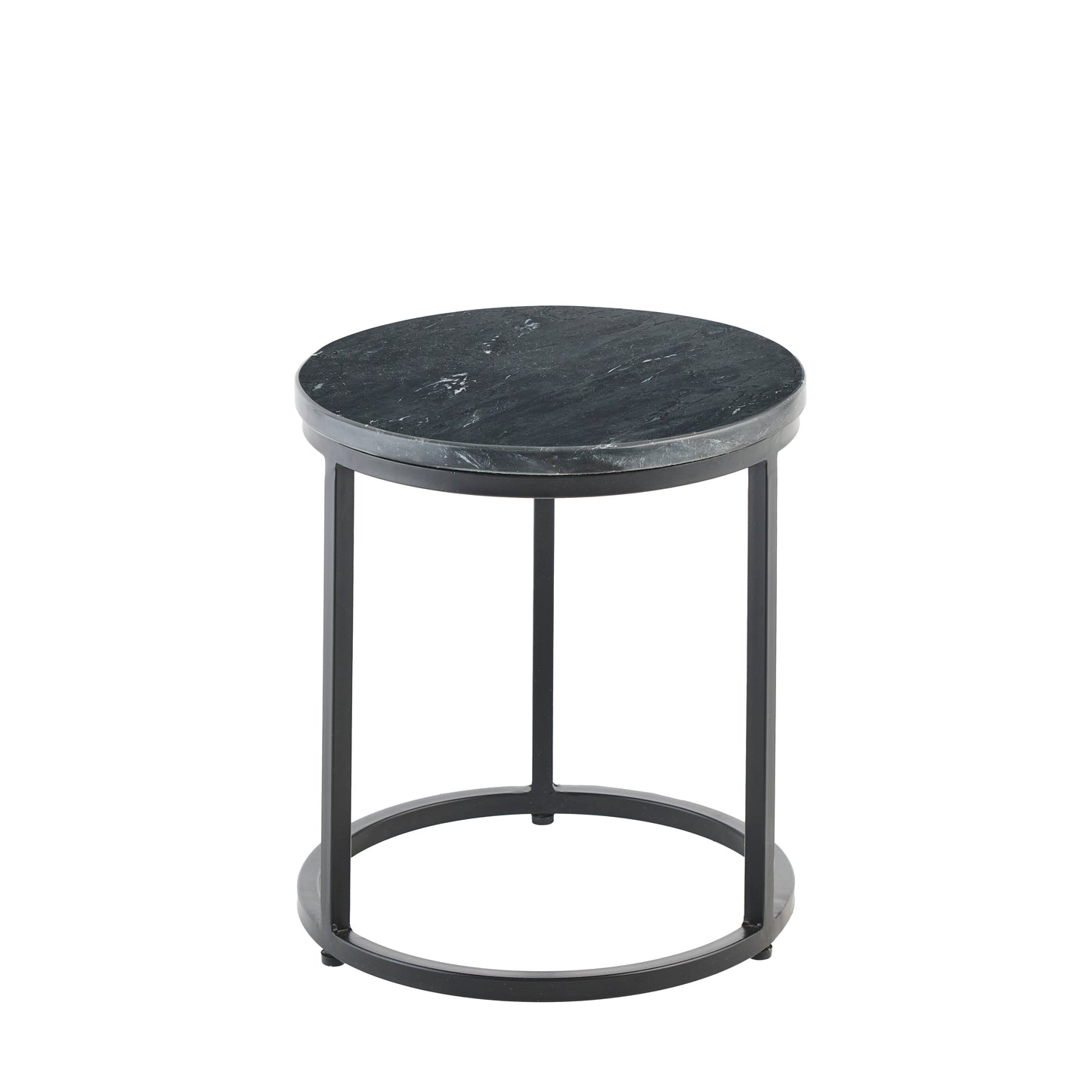 Nara Black Marble Round Side Table - Black Frame