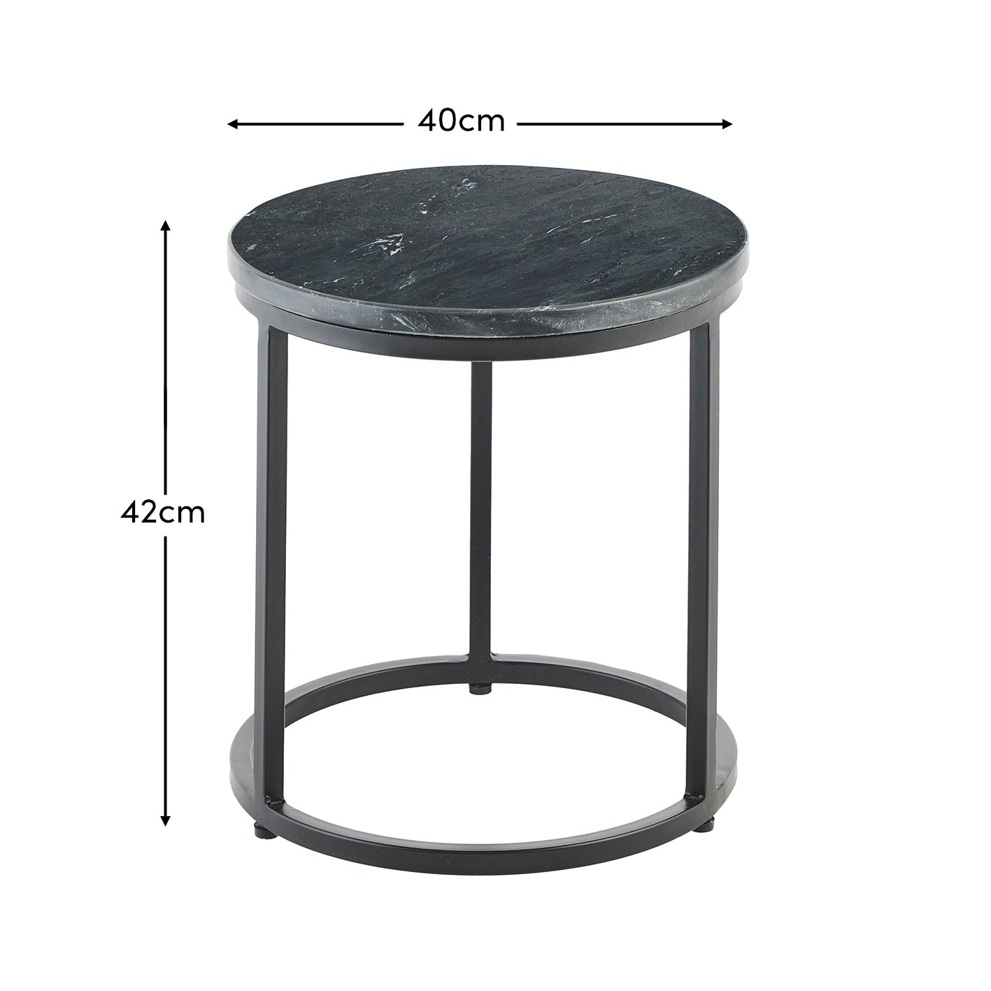 Nara Black Marble Round Side Table - Black Frame - Laura James