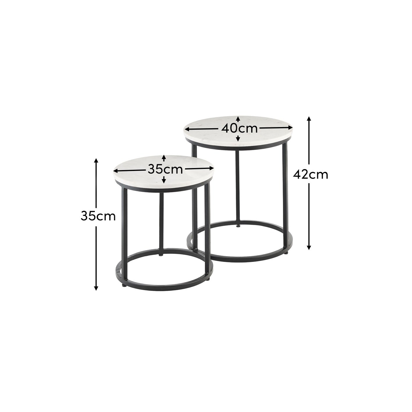 White Marble Round Nesting Side Tables - Laura James