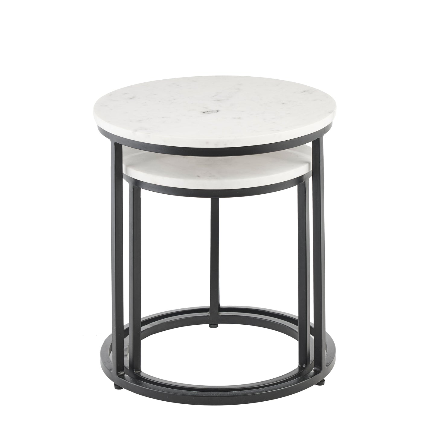 White Marble Round Nesting Side Tables - Laura James