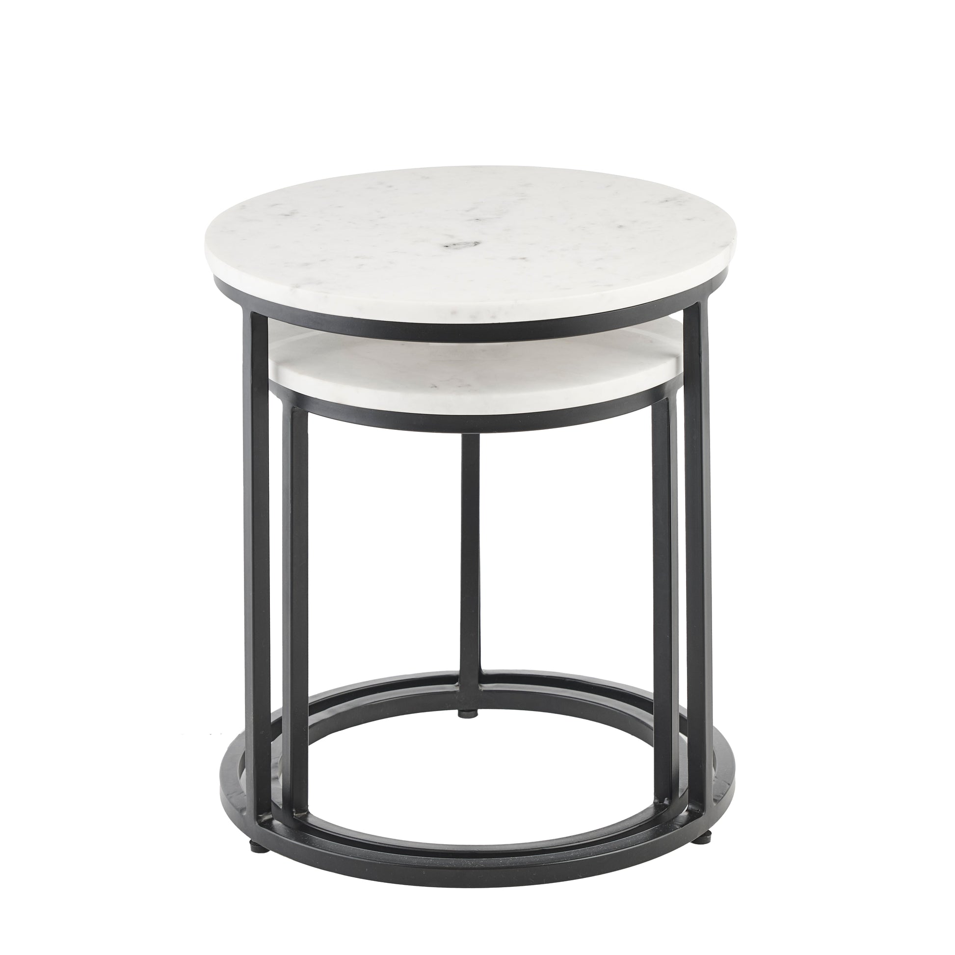 White Marble Round Nesting Side Tables - Laura James