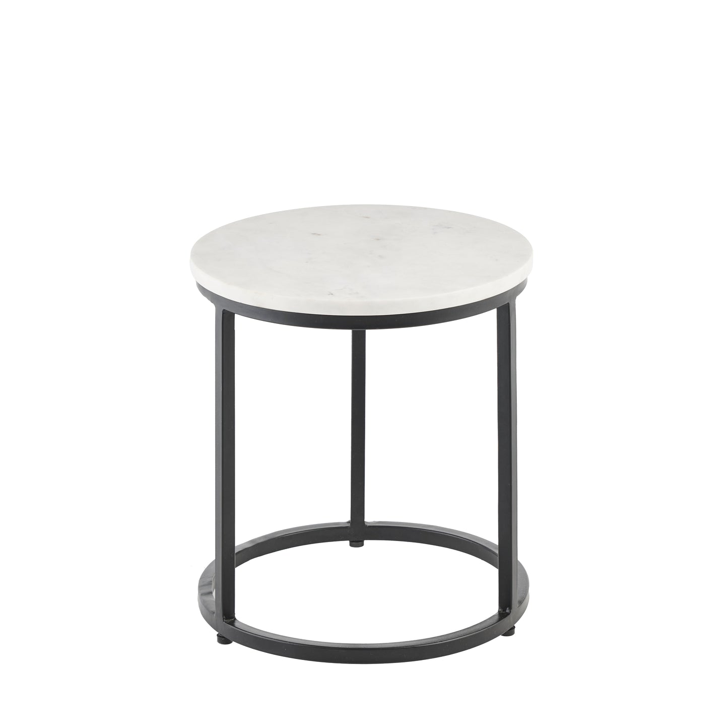 White Marble Round Nesting Side Tables - Laura James