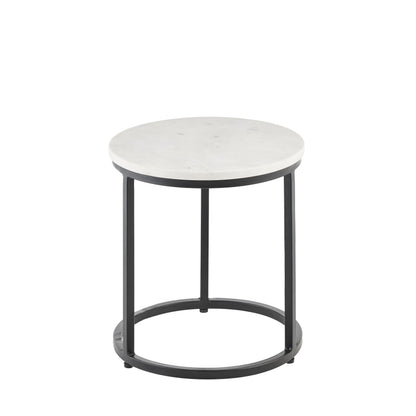 White Marble Round Nesting Side Tables - Laura James