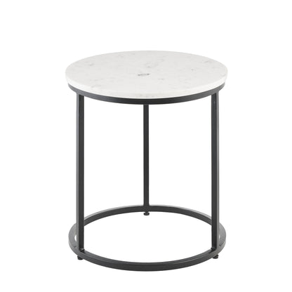 White Marble Round Nesting Side Tables - Laura James
