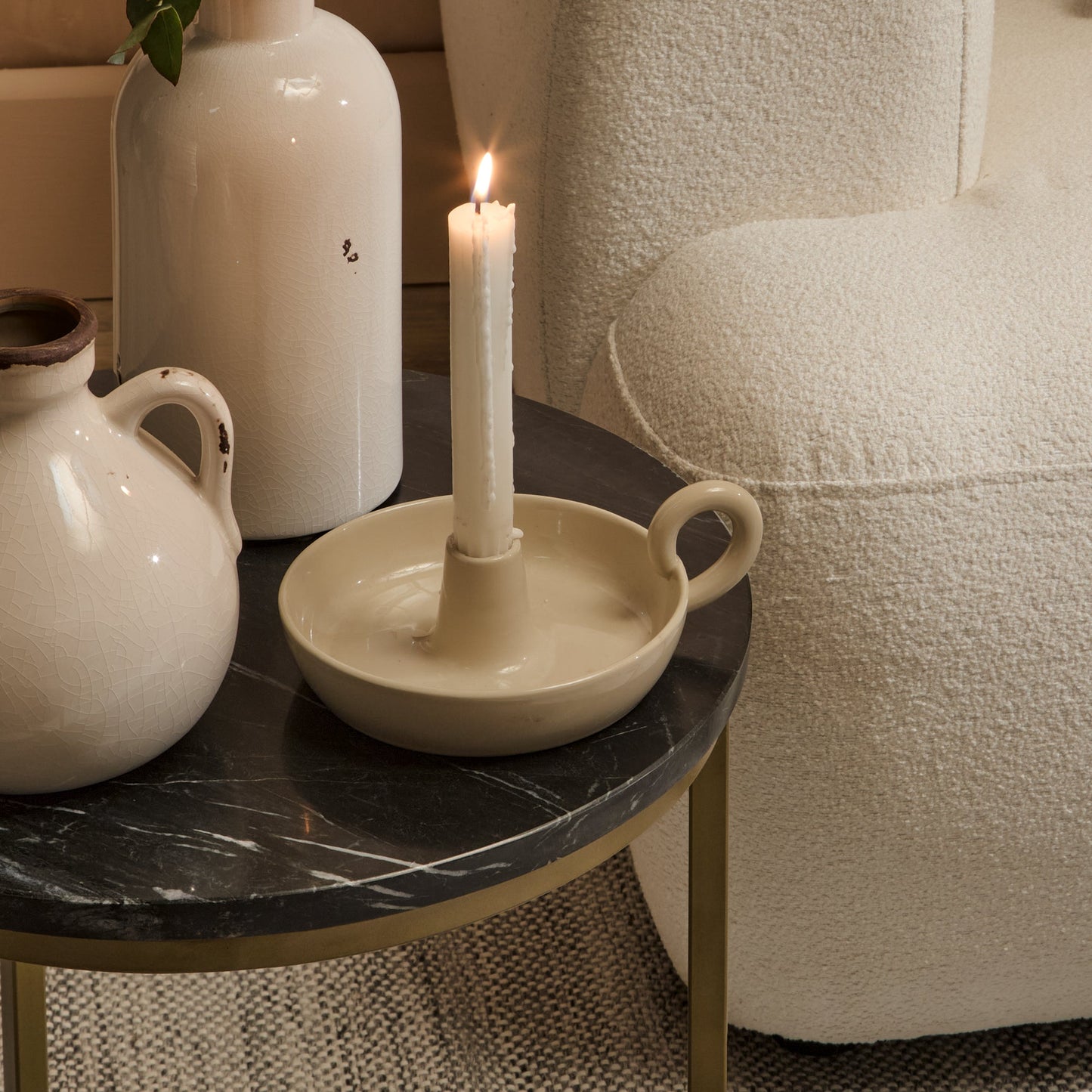 Black Marble Round Nesting Side Tables - Laura James