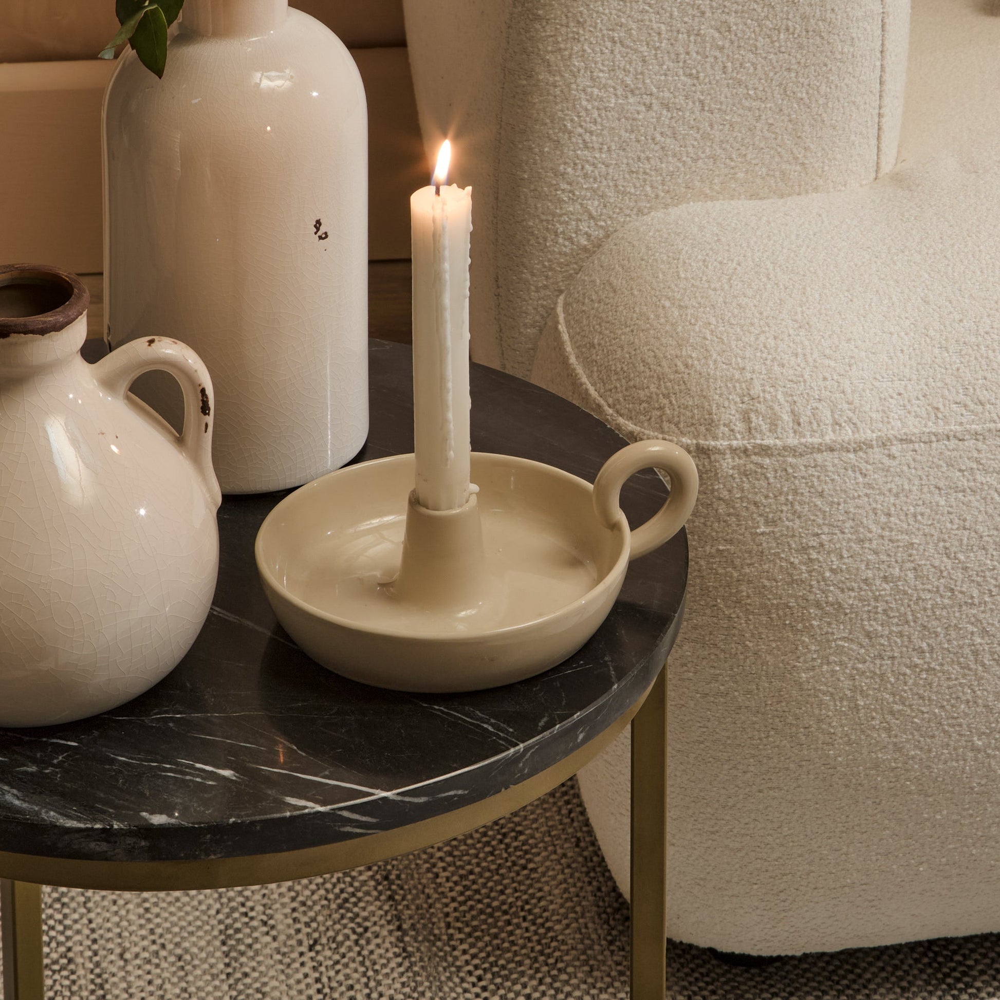 Black Marble Round Nesting Side Tables - Laura James