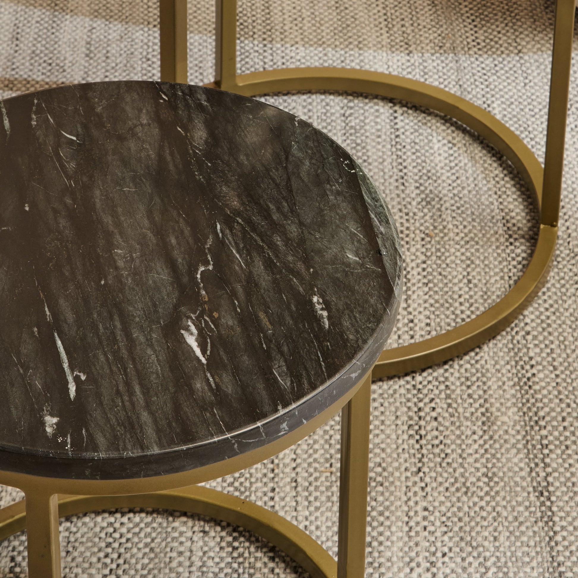 Black Marble Round Nesting Side Tables - Laura James