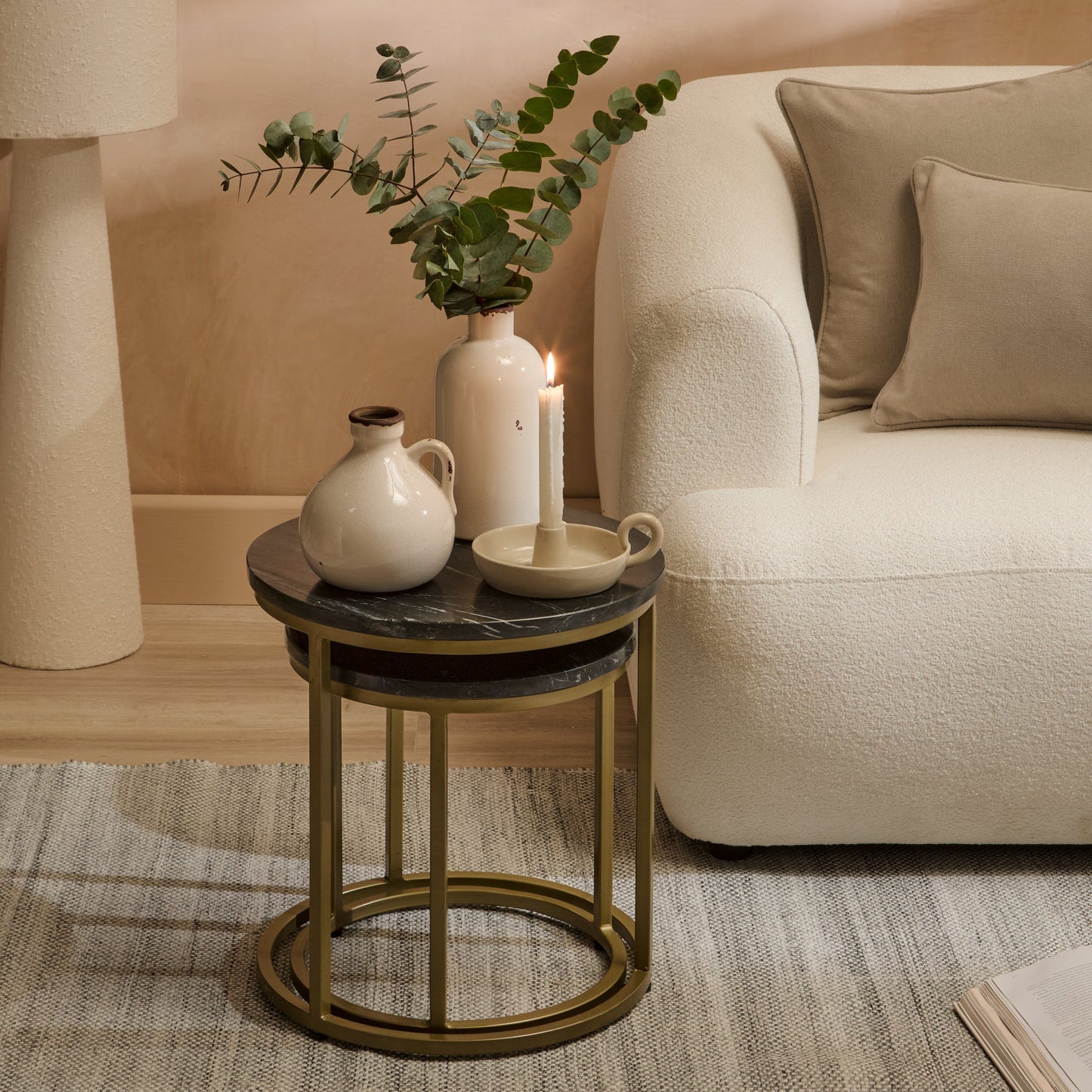 Black Marble Round Nesting Side Tables - Laura James